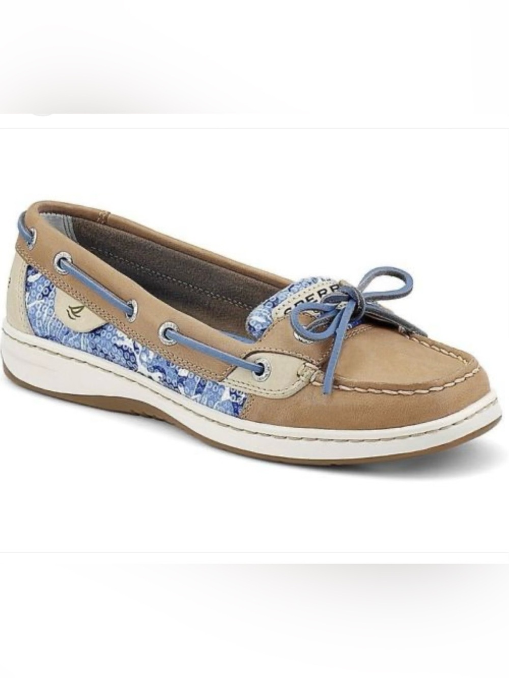 Vintage Y2K Sperry Angelfish Top-Sider Sequin Boat Shoes Tan Blue Women’s 7M